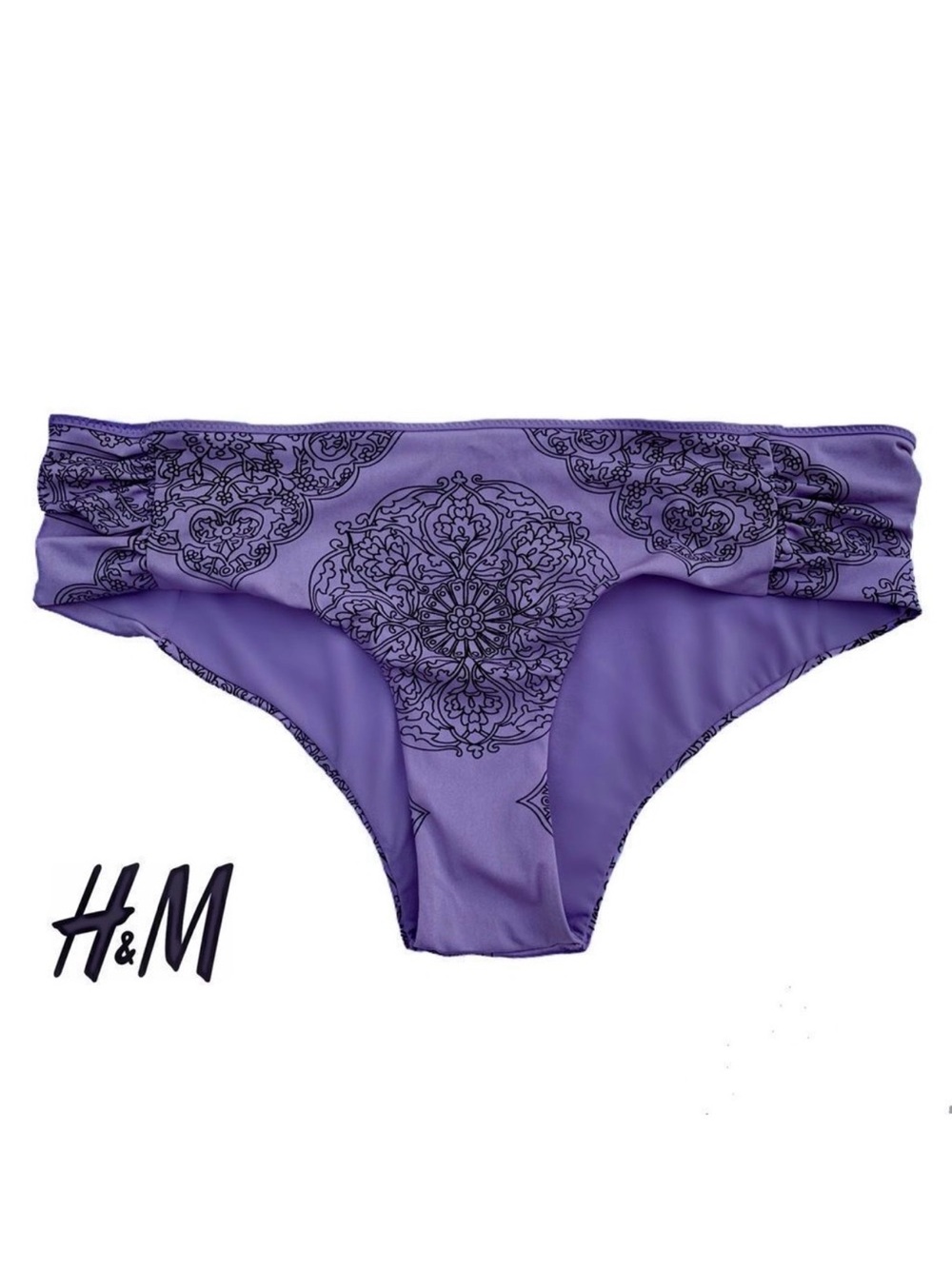 H&M Purple and Black Floral Bikini Hipster Bottoms